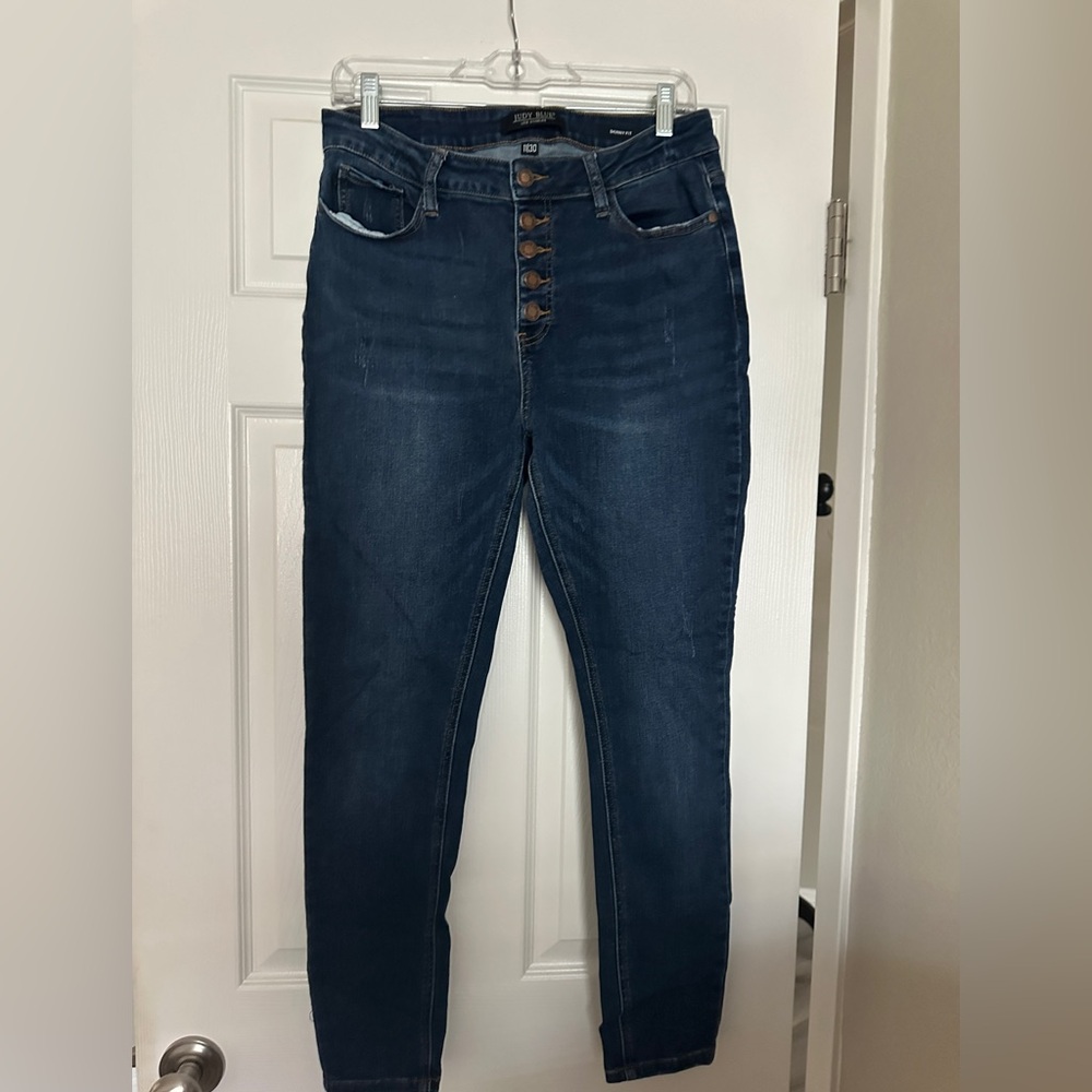 Judy Blue Dark Blue High-Rise Button-Fly Jeans